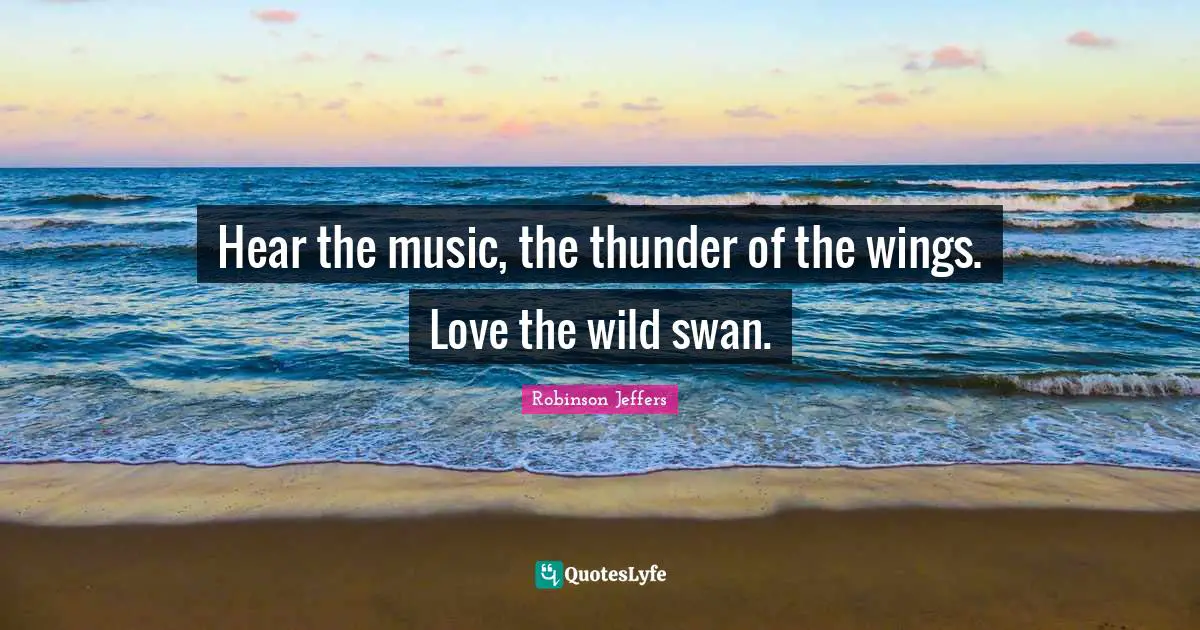 Thunder Quotes: "Hear the music, the thunder of the wings. Love the wild swan."