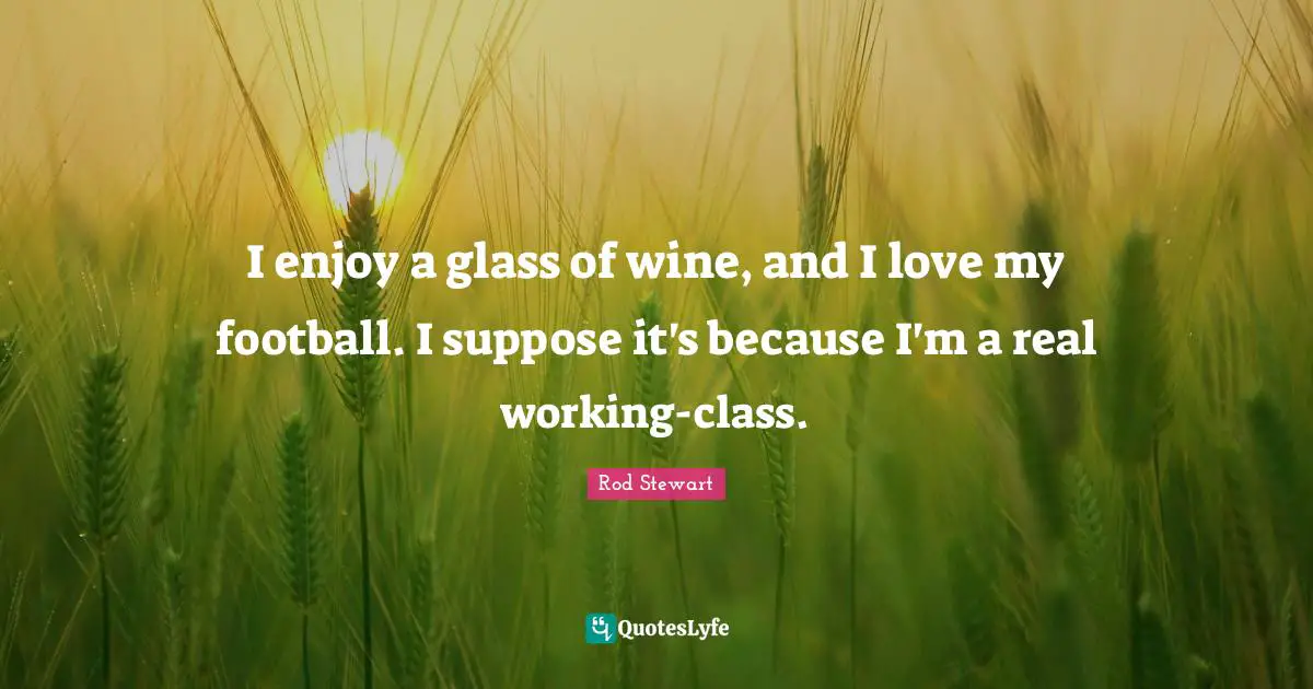 I enjoy a glass of wine, and I love my football. I suppose it's because I'm a real working-class.
