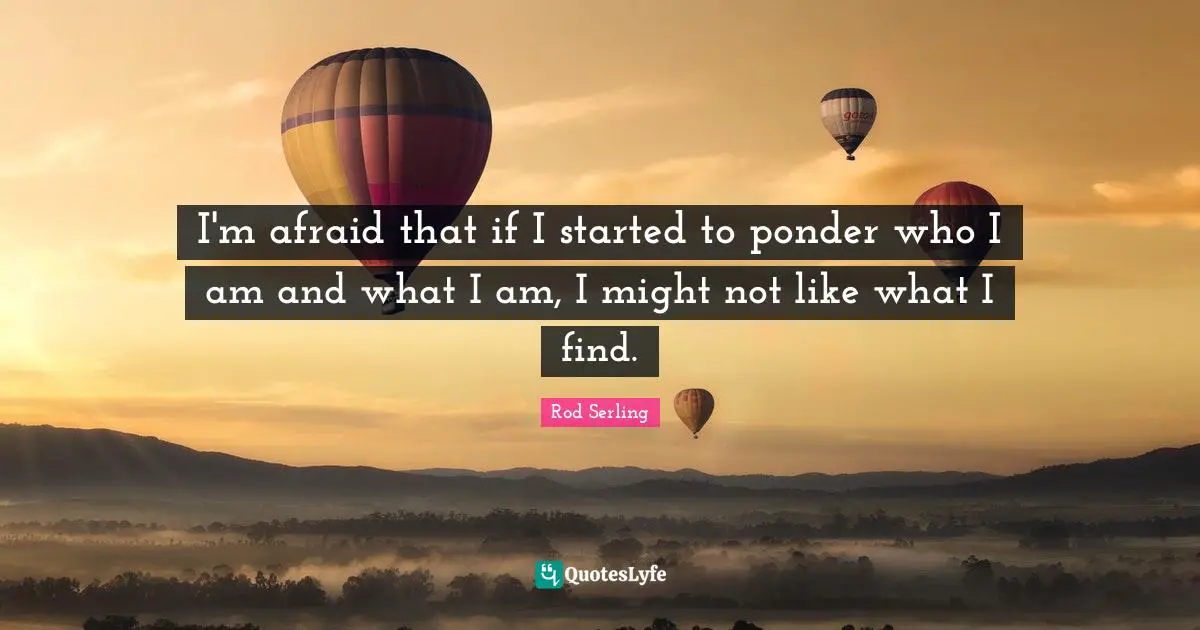 I'm afraid that if I started to ponder who I am and what I am, I might not like what I find.