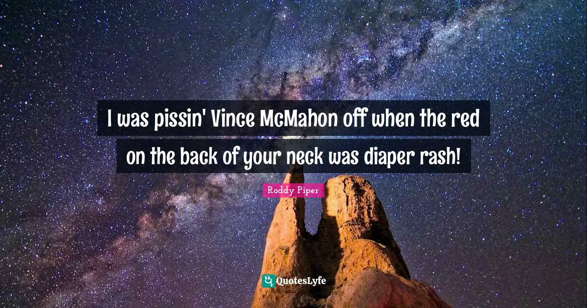 I was pissin' Vince McMahon off when the red on the back of your neck was diaper rash!