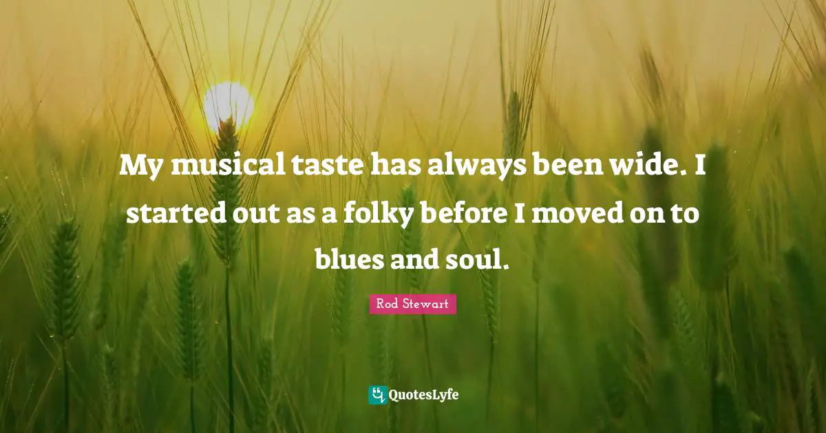 My musical taste has always been wide. I started out as a folky before I moved on to blues and soul.