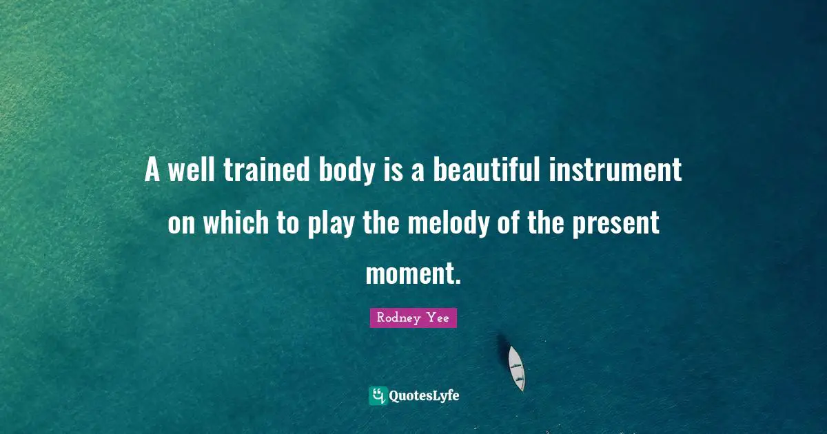 A well trained body is a beautiful instrument on which to play the melody of the present moment.
