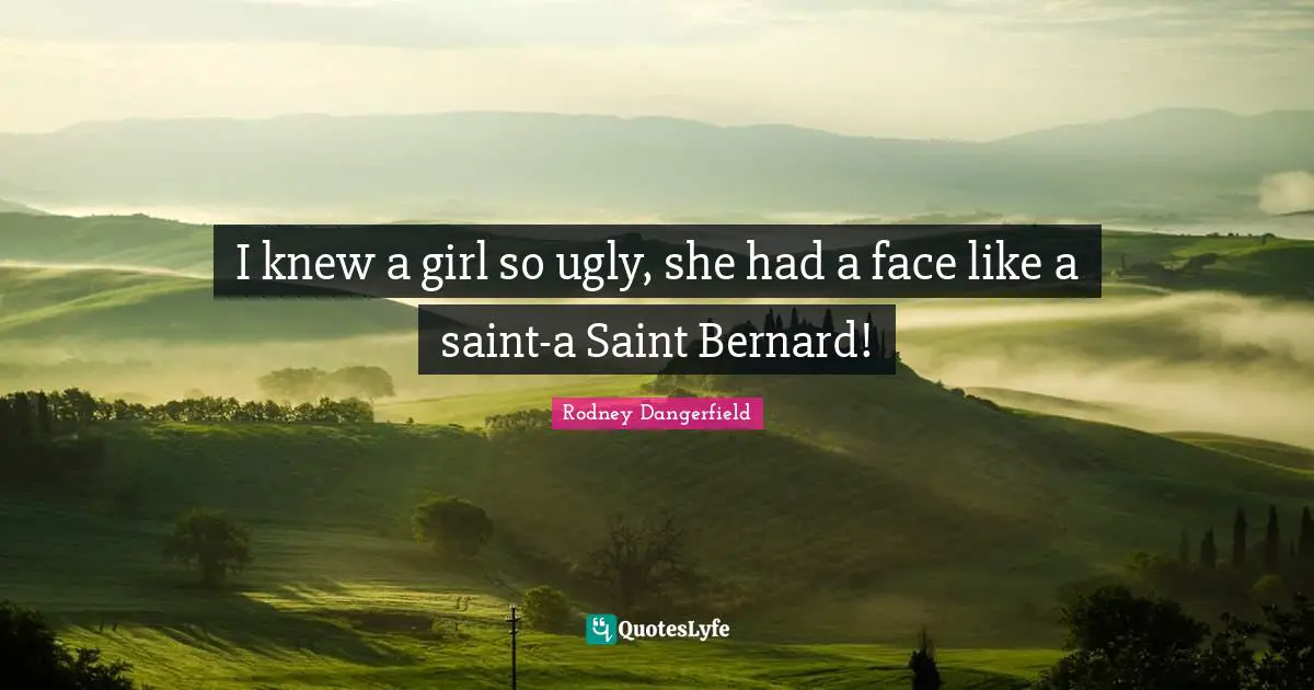 I knew a girl so ugly, she had a face like a saint-a Saint Bernard!