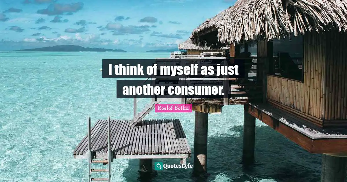P. W. Botha Quotes: "I think of myself as just another consumer."