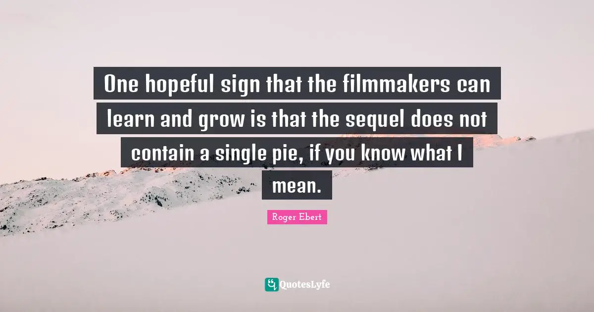 One hopeful sign that the filmmakers can learn and grow is that the sequel does not contain a single pie, if you know what I mean.