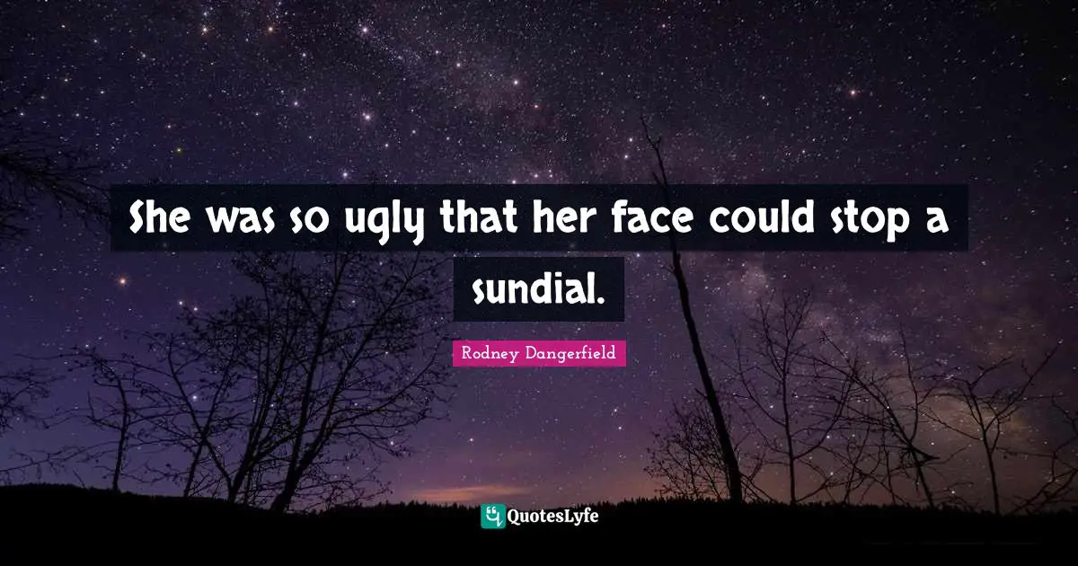 She was so ugly that her face could stop a sundial.