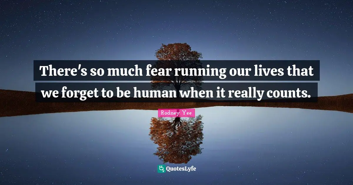 There's so much fear running our lives that we forget to be human when it really counts.