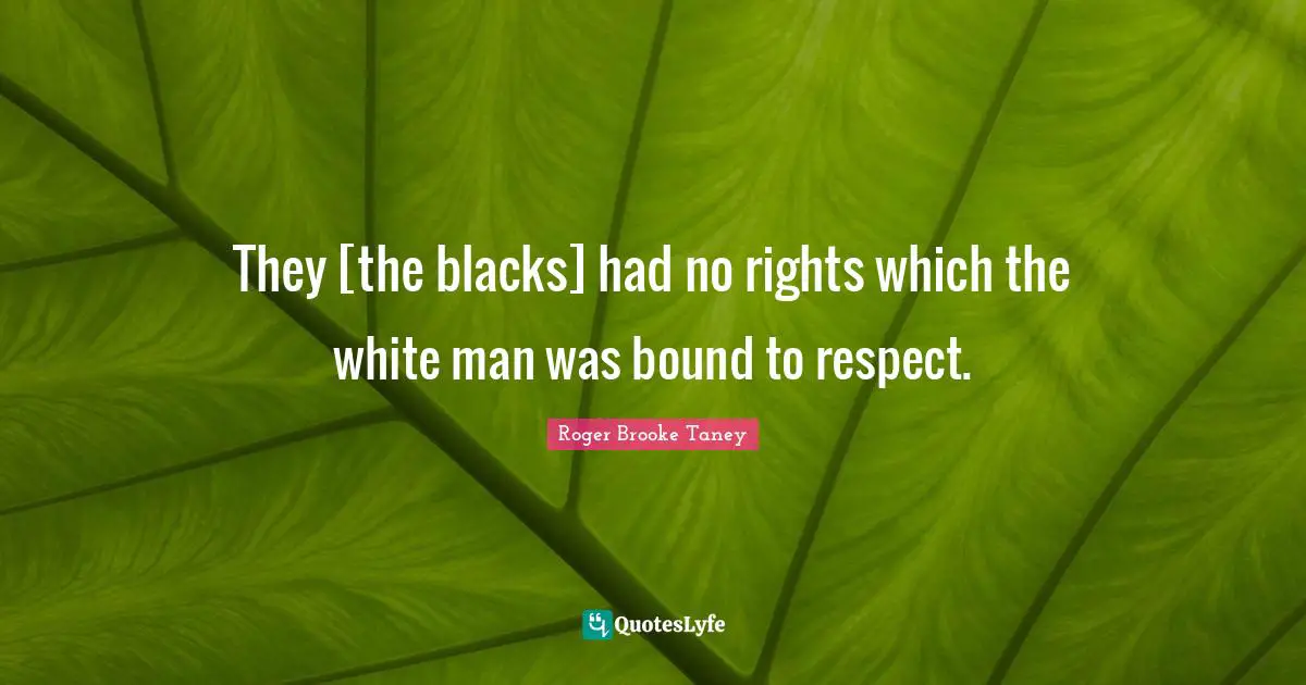 They [the blacks] had no rights which the white man was bound to respect.