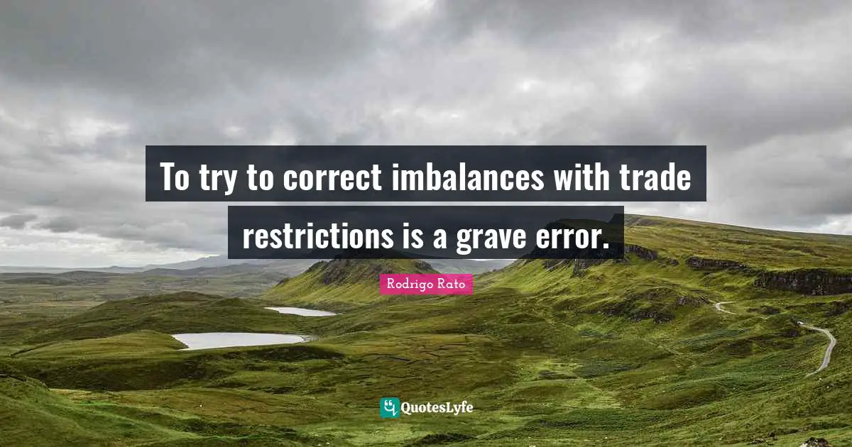 To try to correct imbalances with trade restrictions is a grave error.