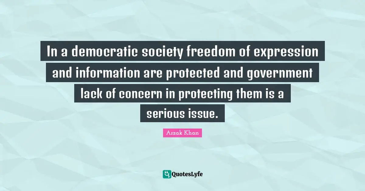 In a democratic society freedom of expression and information are protected and government lack of concern in protecting them is a serious issue.
