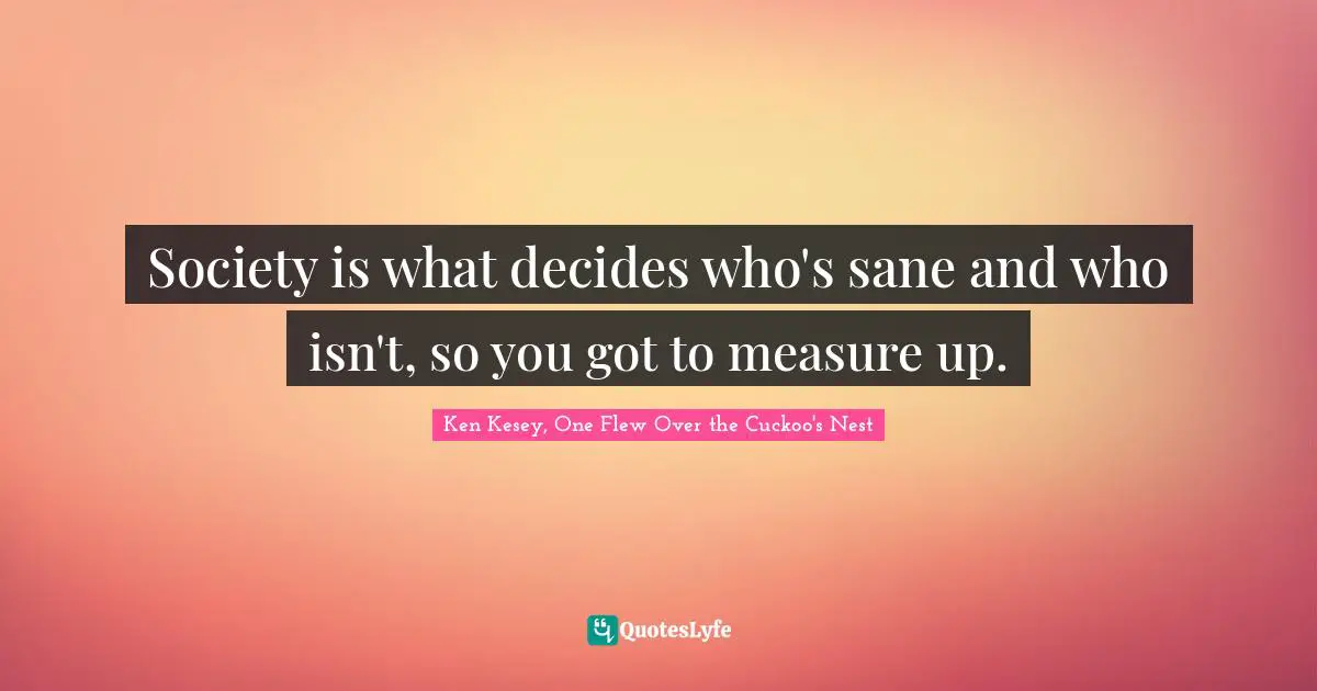 Society is what decides who's sane and who isn't, so you got to measure up.