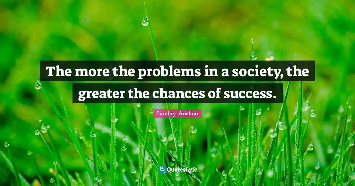 The more the problems in a society, the greater the chances of success.