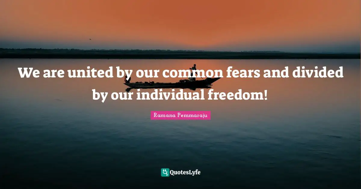 We are united by our common fears and divided by our individual freedom!