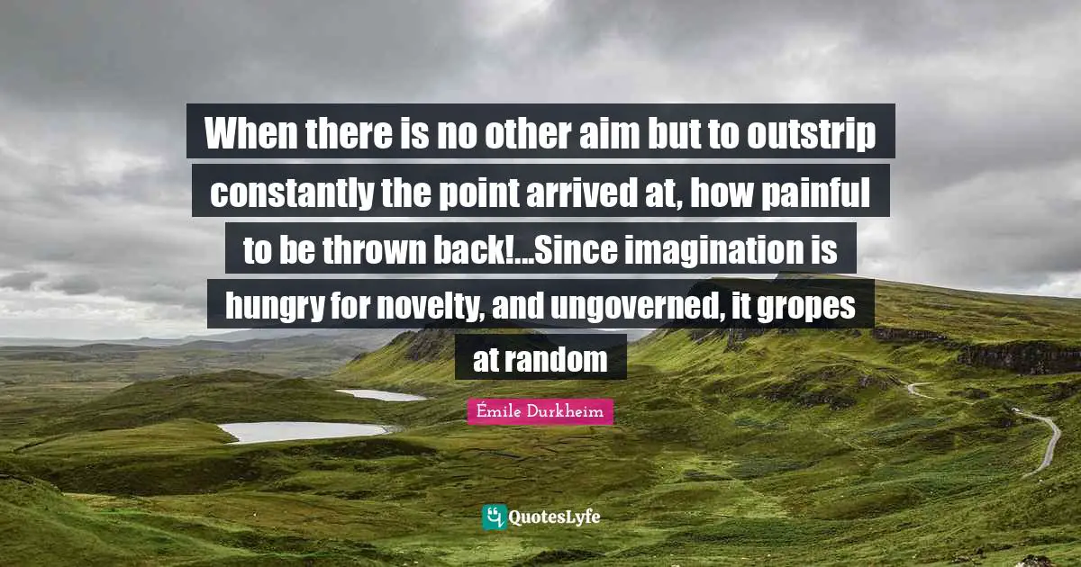 When there is no other aim but to outstrip constantly the point arrived at, how painful to be thrown back!...Since imagination is hungry for novelty, and ungoverned, it gropes at random