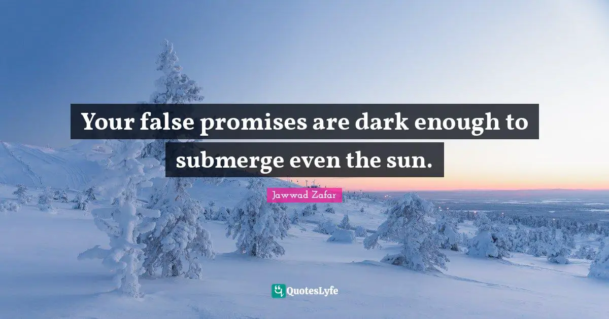 Your false promises are dark enough to submerge even the sun.