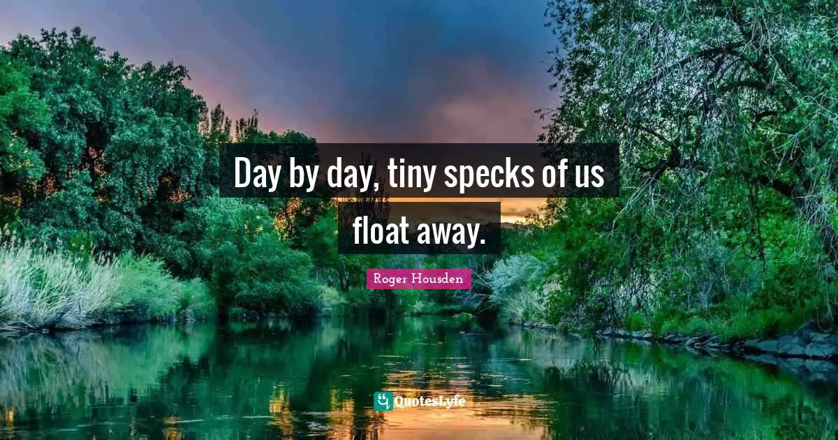 Day by day, tiny specks of us float away.