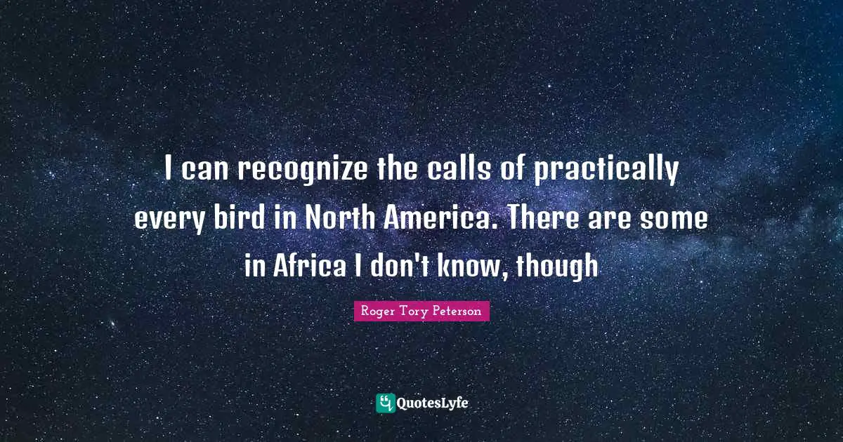 North America Quotes: "I can recognize the calls of practically every bird in North America. There are some in Africa I don't know, though"