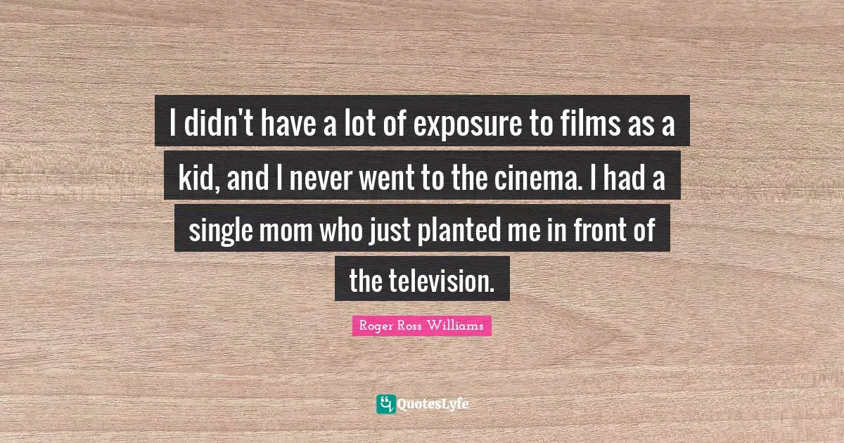 I didn't have a lot of exposure to films as a kid, and I never went to the cinema. I had a single mom who just planted me in front of the television.