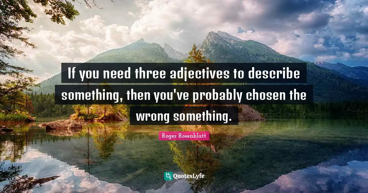If you need three adjectives to describe something, then you've probably chosen the wrong something.