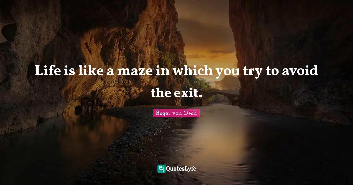 Life is like a maze in which you try to avoid the exit.