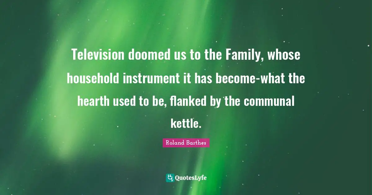 Television doomed us to the Family, whose household instrument it has become-what the hearth used to be, flanked by the communal kettle.