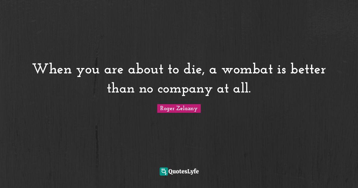 When you are about to die, a wombat is better than no company at all.