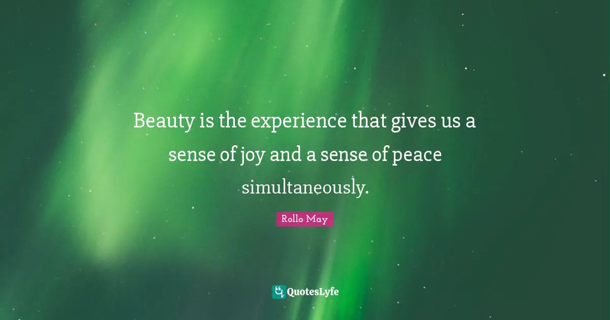 Beauty is the experience that gives us a sense of joy and a sense of peace simultaneously.