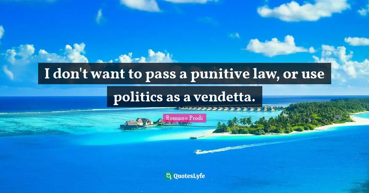 Romano Prodi Quotes: "I don't want to pass a punitive law, or use politics as a vendetta."