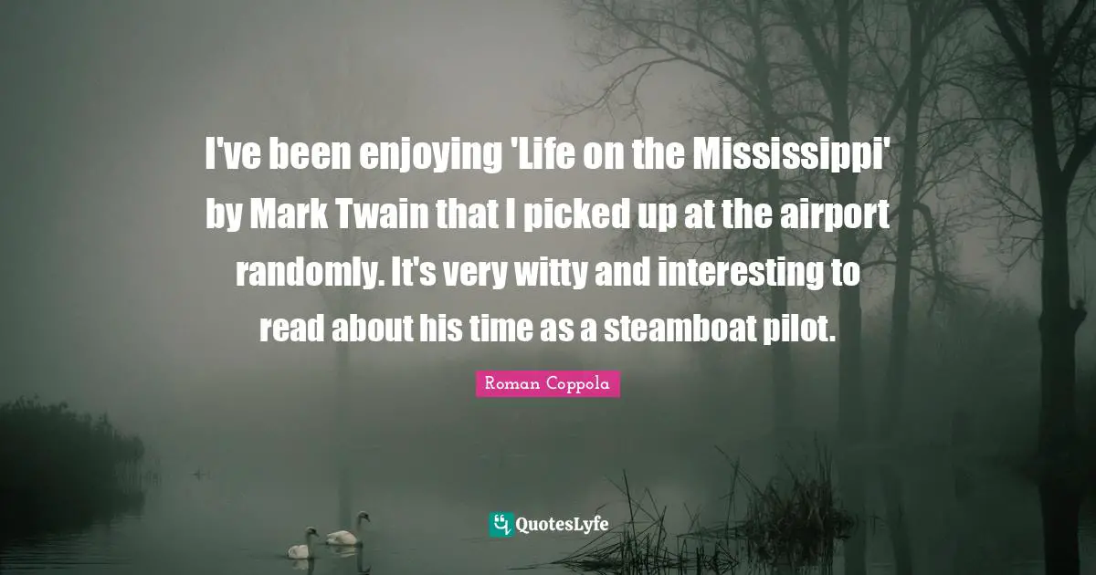 I've been enjoying 'Life on the Mississippi' by Mark Twain that I picked up at the airport randomly. It's very witty and interesting to read about his time as a steamboat pilot.