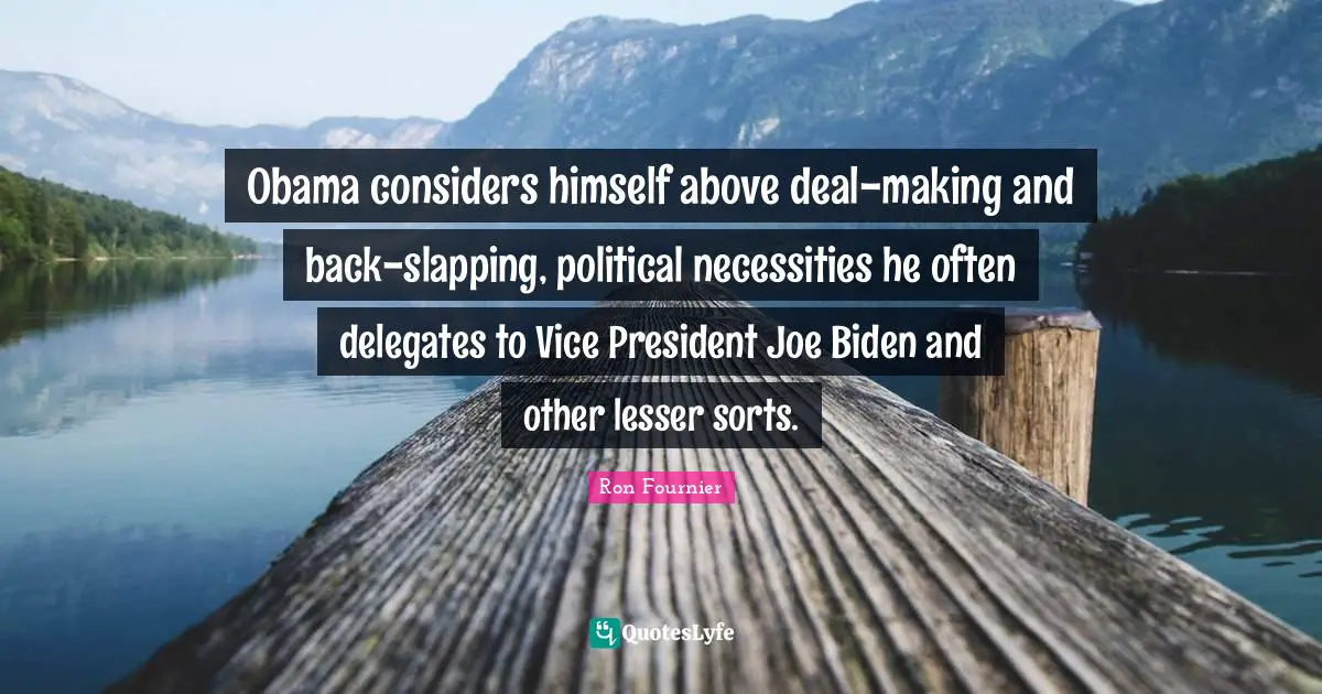 Obama considers himself above deal-making and back-slapping, political necessities he often delegates to Vice President Joe Biden and other lesser sorts.