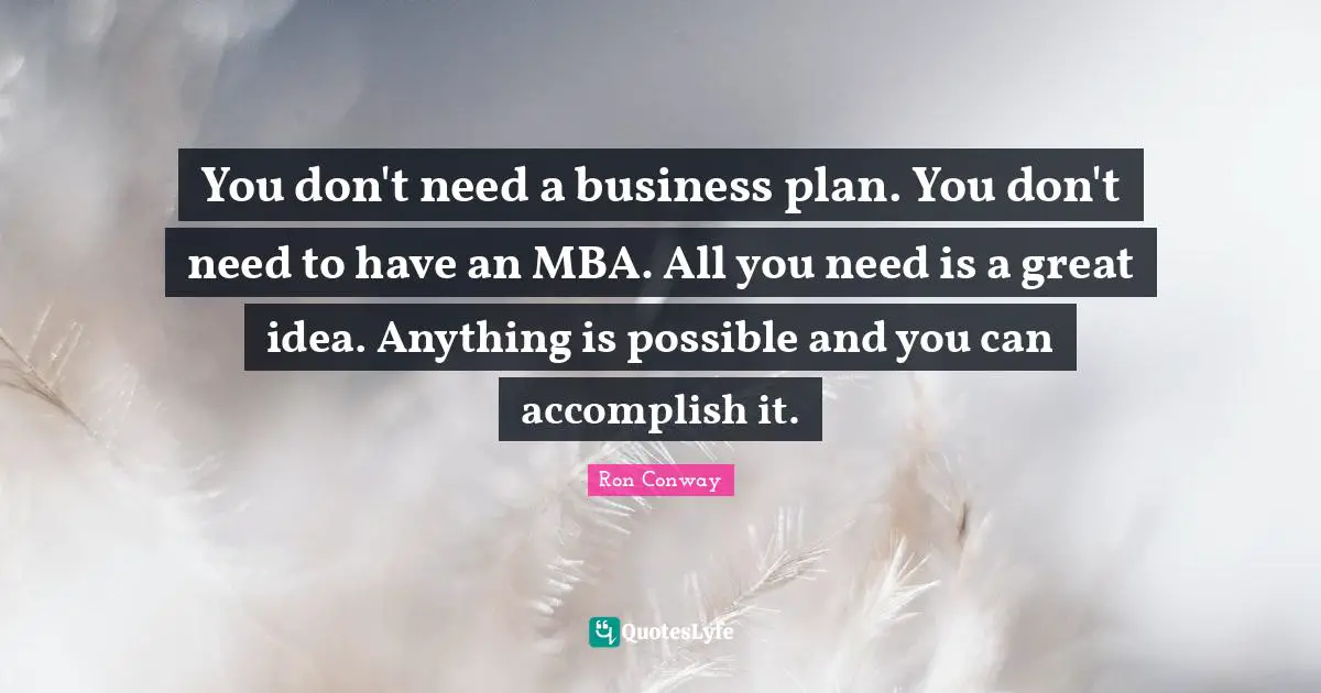 you don't need a business plan