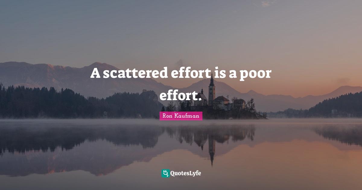 A scattered effort is a poor effort.
