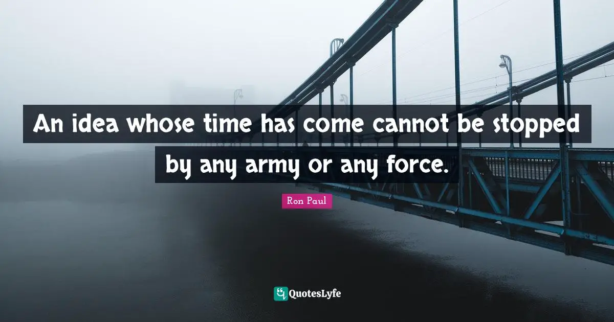 An idea whose time has come cannot be stopped by any army or any force.