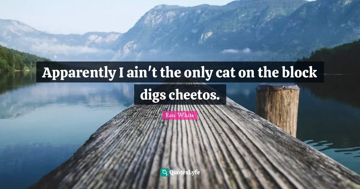 Ron White Quotes: "Apparently I ain't the only cat on the block digs cheetos."