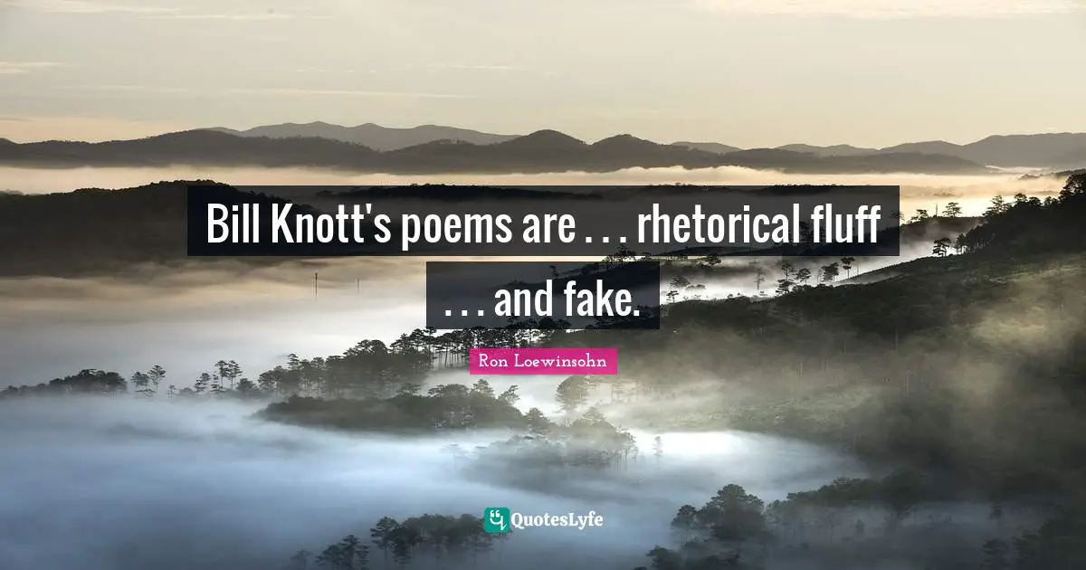 Bill Knott's poems are . . . rhetorical fluff . . . and fake.