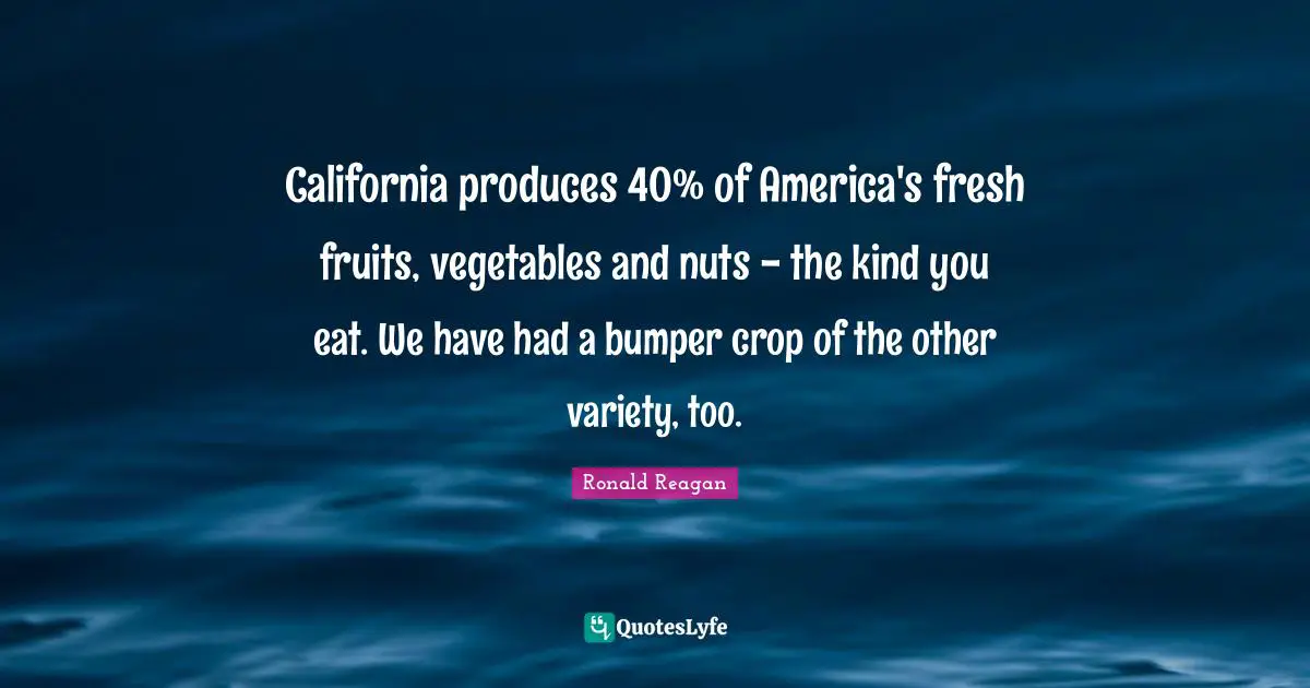 California produces 40% of America's fresh fruits, vegetables and nuts - the kind you eat. We have had a bumper crop of the other variety, too.