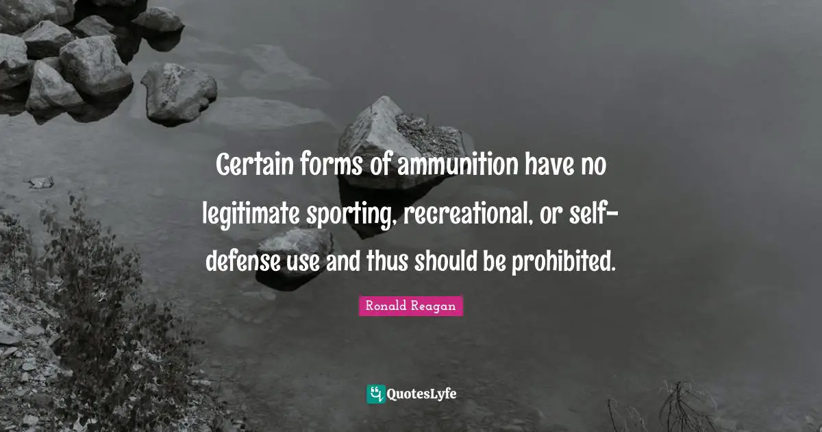 Certain forms of ammunition have no legitimate sporting, recreational, or self-defense use and thus should be prohibited.