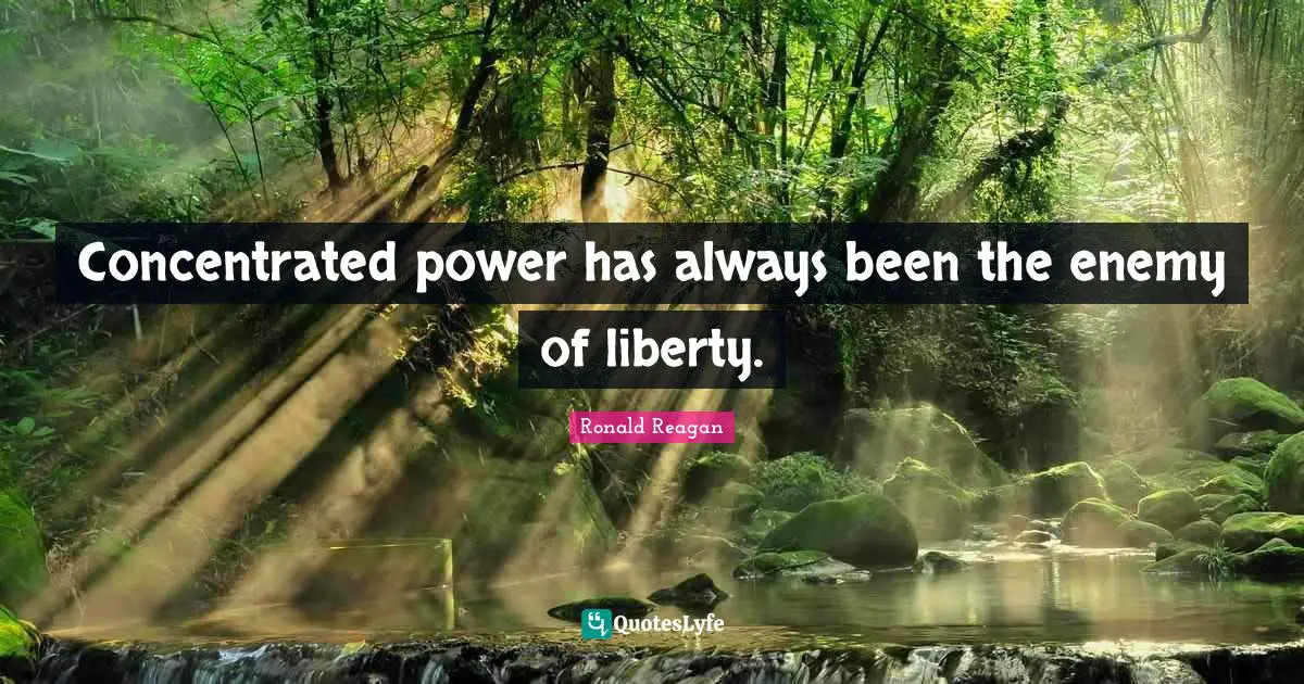 Concentrated power has always been the enemy of liberty.