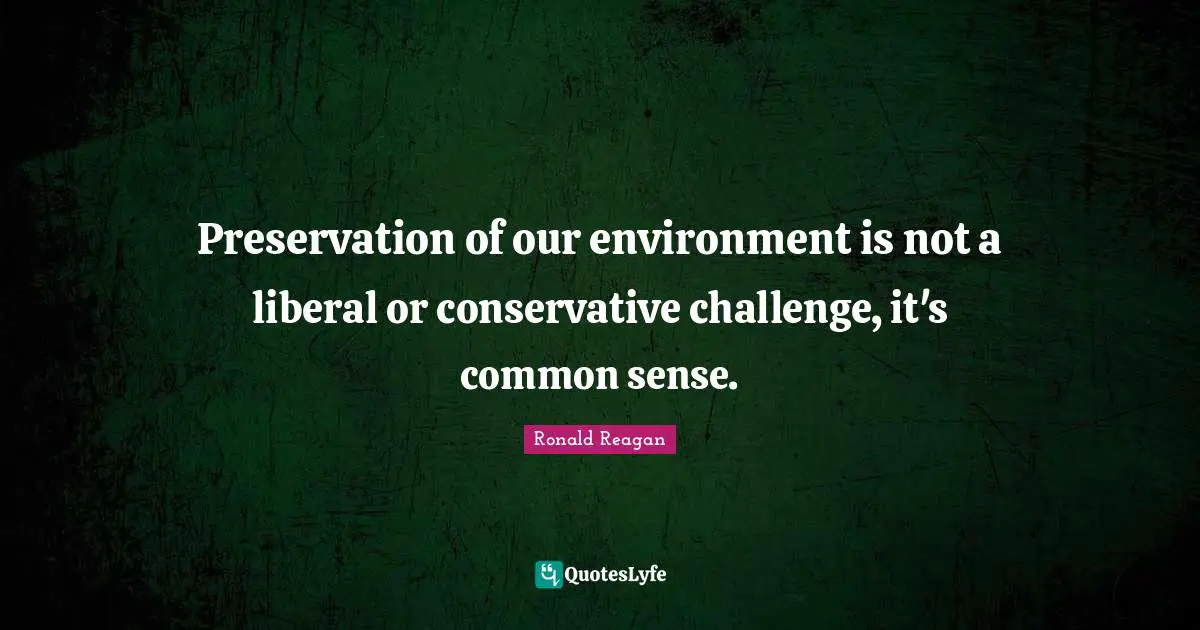 Conservative Quotes: "Preservation of our environment is not a liberal or conservative challenge, it's common sense."