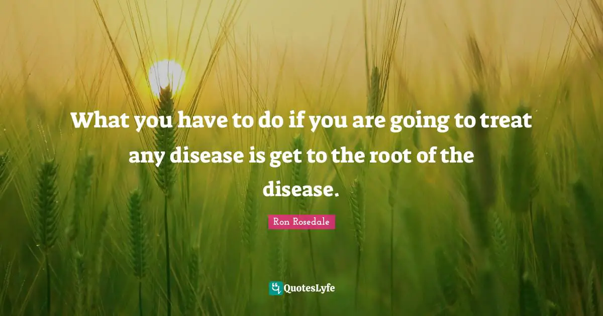 What you have to do if you are going to treat any disease is get to the root of the disease.