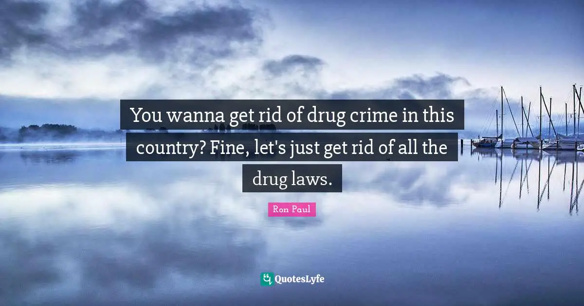 You wanna get rid of drug crime in this country? Fine, let's just get rid of all the drug laws.