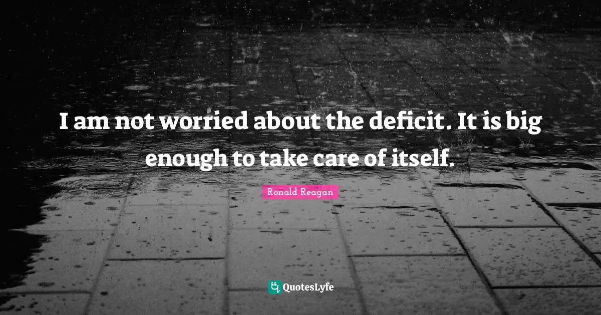 I am not worried about the deficit. It is big enough to take care of itself.