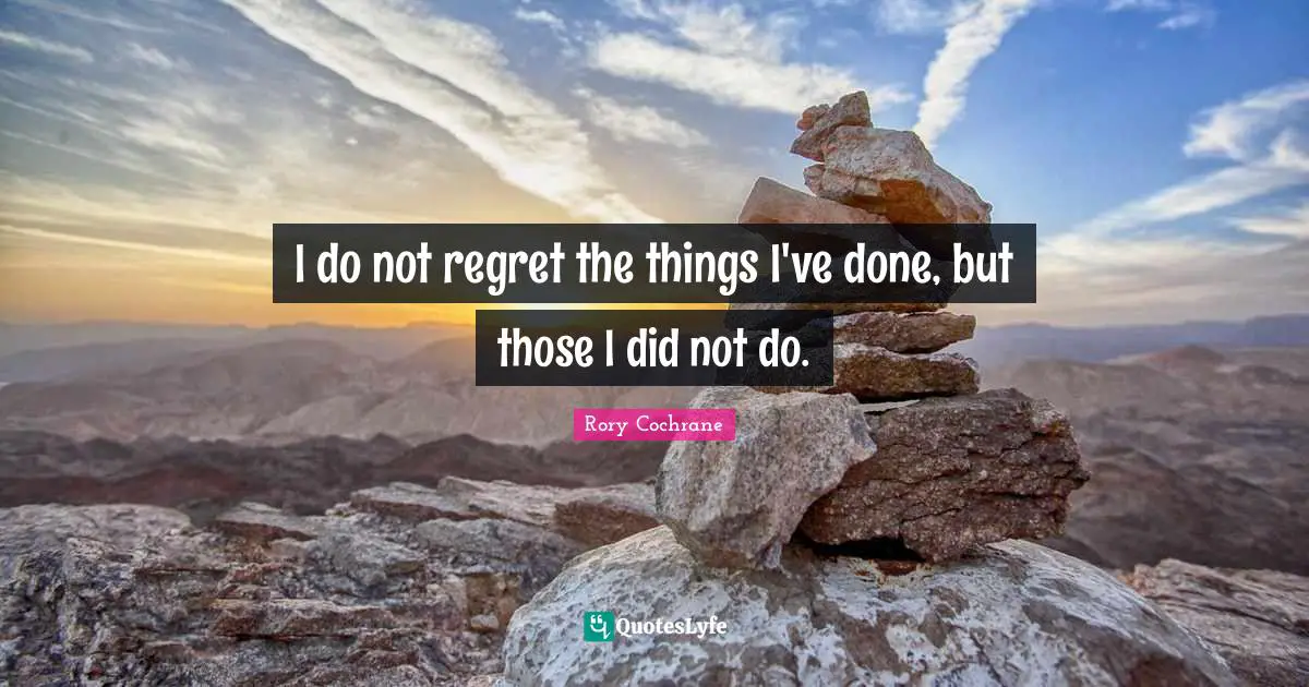 I do not regret the things I've done, but those I did not do.