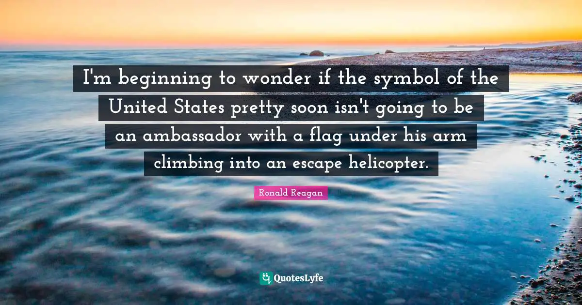 I'm beginning to wonder if the symbol of the United States pretty soon isn't going to be an ambassador with a flag under his arm climbing into an escape helicopter.