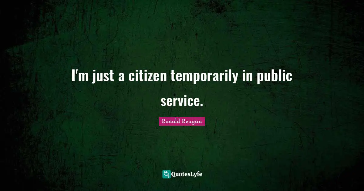 I'm just a citizen temporarily in public service.