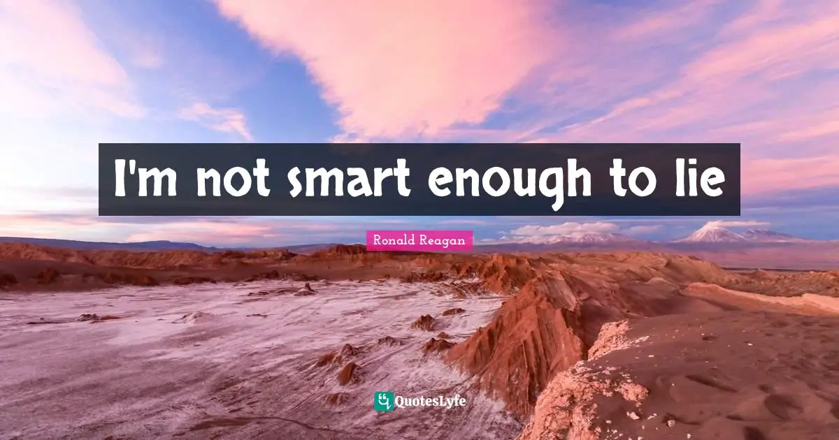 I'm not smart enough to lie