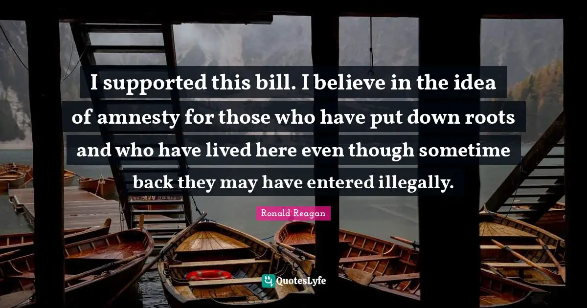 I supported this bill. I believe in the idea of amnesty for those who have put down roots and who have lived here even though sometime back they may have entered illegally.