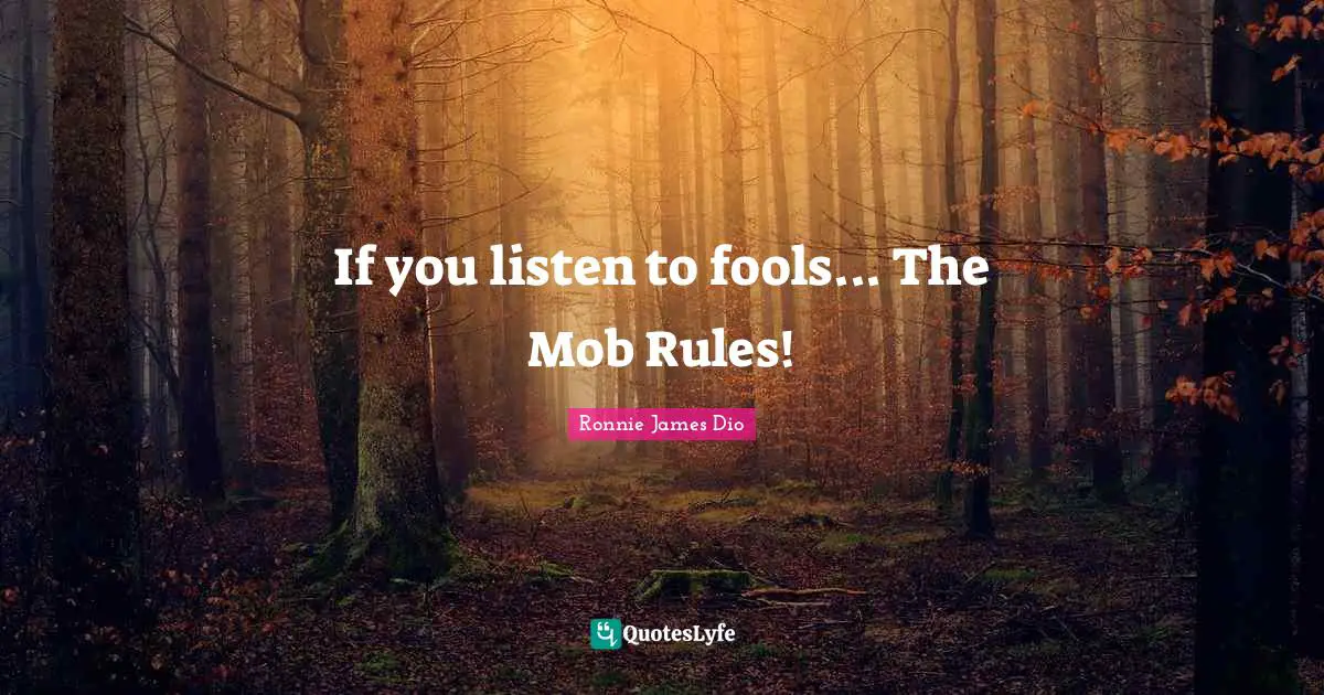 If you listen to fools... The Mob Rules!