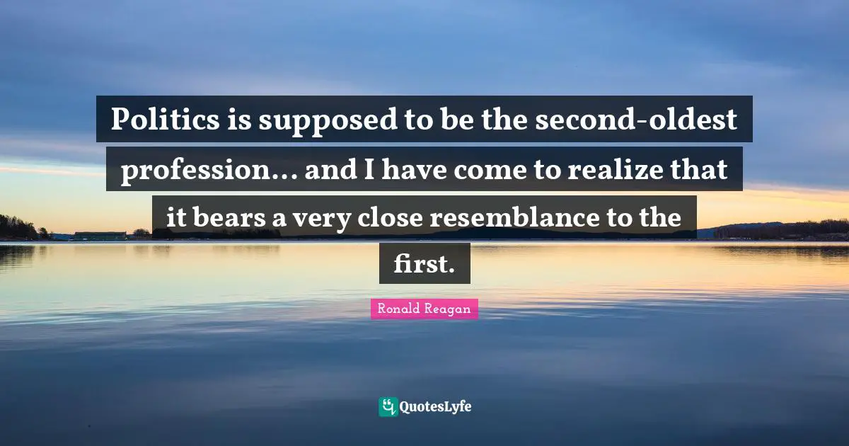 Politics is supposed to be the second-oldest profession... and I have come to realize that it bears a very close resemblance to the first.