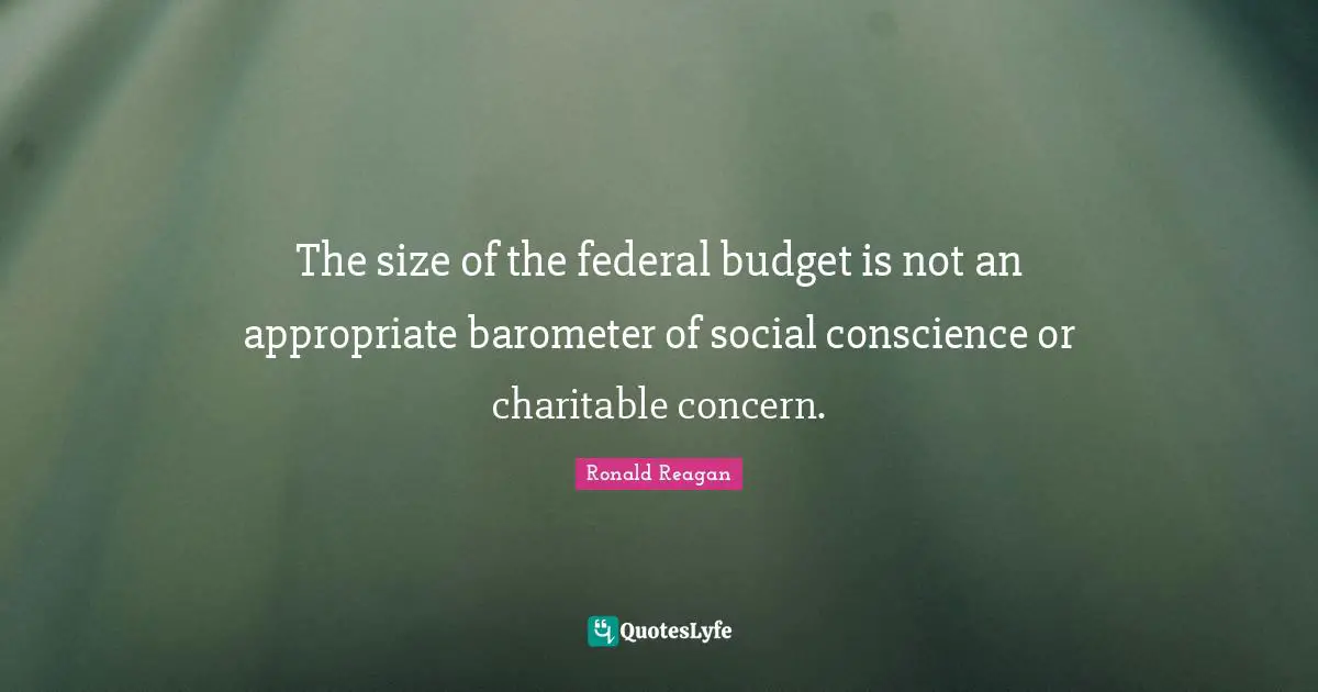 The size of the federal budget is not an appropriate barometer of social conscience or charitable concern.